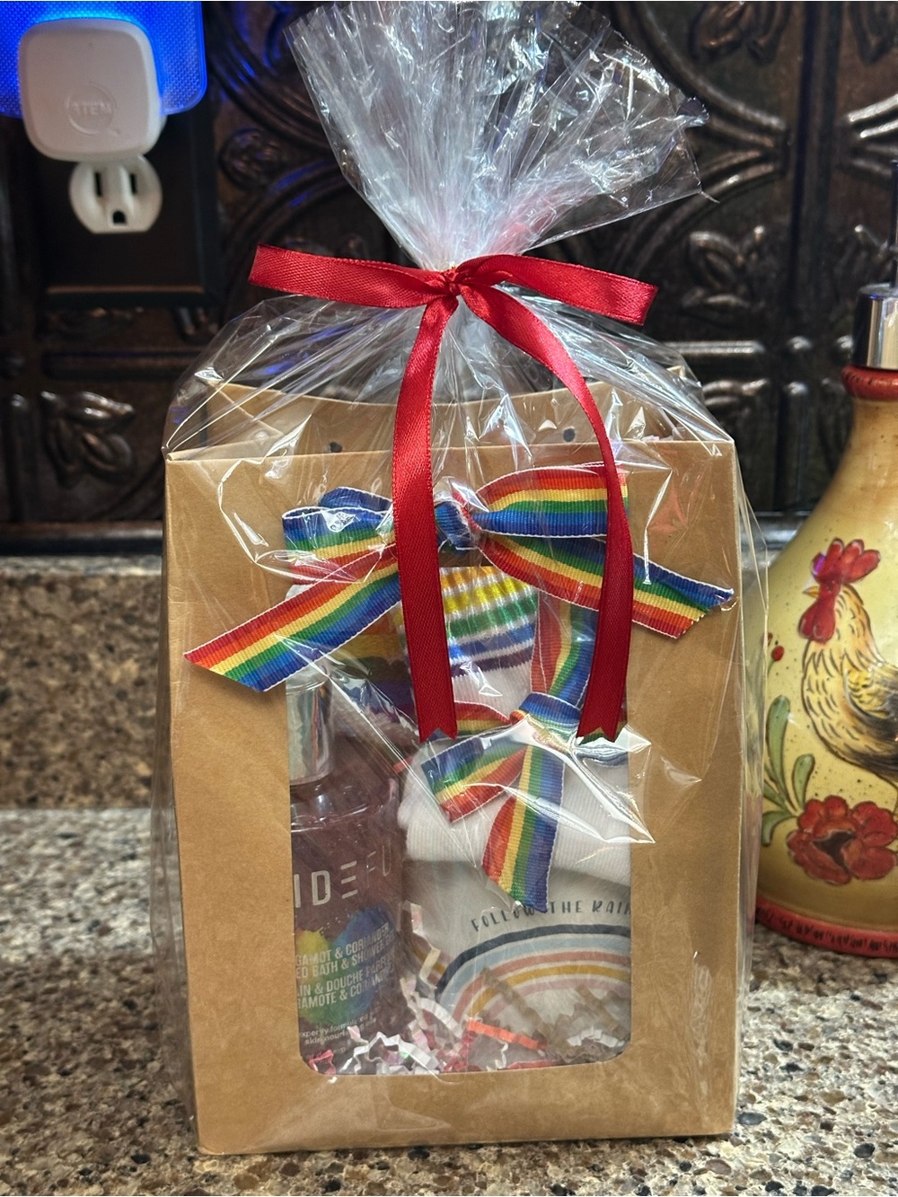 Prideful Spa Gift Set Rainbow Ribbon with Red Bow